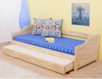 Jednolůžková postel s výsuvnou přistýlkou z borovicového masívu