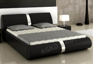 Moderní postel Arte 160x200 cm, černá ekokůže a lesklý chrom