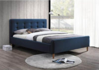 Tmavě modrá manželská čalouněná postel