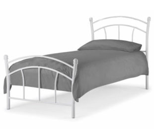 Bílá kovová jednolůžková postel 90x200 cm