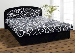Černá čalouněná postel 160x200 s úložným prostorem