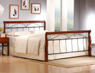 Vyvýšená postel 160x200 cm z kombinace dřeva a kovu