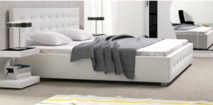 Luxusní postel 160 cm čalouněná bílou eko kůží