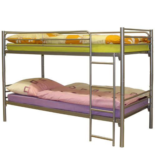 Levná kovová patrová postel rozložitelná na dvě samostatná lůžka