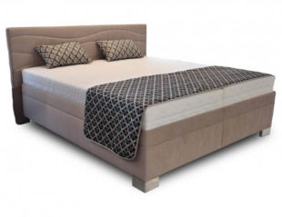 Vysoká béžová čalouněná postel 180x200 cm