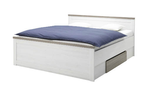 Bílá manželská postel s úložným šuplíkem