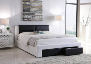 Černobílá čalouněná manželská postel Roma 180x200 cm