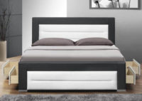 Luxusní černo-bílá moderní postel textilní kůže