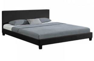 Nízká černá čalouněná postel 140 x 200 cm