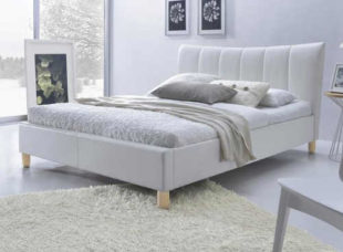 Bílá elegantní postel ekokůže s roštem