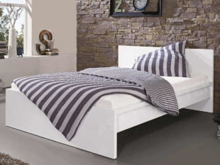 Levná jednolůžková postel lesklá bílá