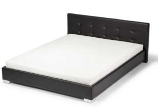 Nízká postel 160 x 200 cm čalouněná černou ekokůží
