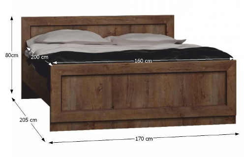 Manželská postel 160 cm tmavý dub