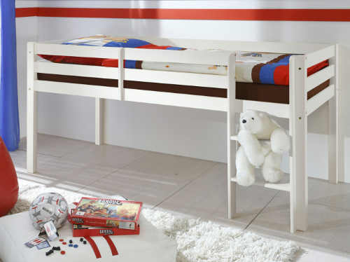 Zvýšená postel do dětského pokoje bílá borovice