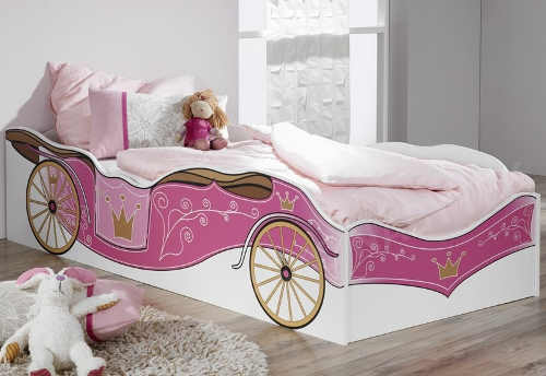 Dívčí postel Kate 90x200 cm - růžový královský kočár
