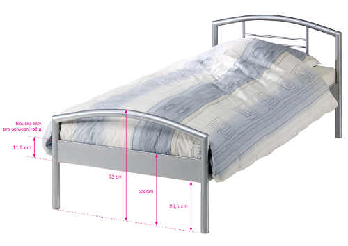Levná studentská postel s kovovým rámem