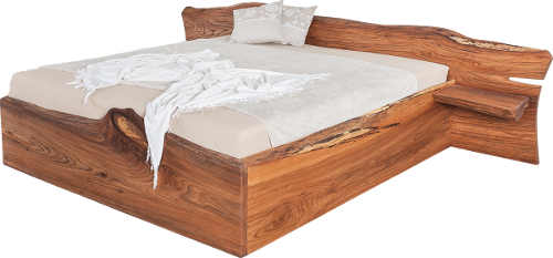 Masivní dvoulůžková postel s krásnou strukturou dřeva