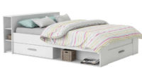 Multifunkční bílá postel bez roštu a matrace