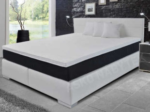 Luxusní boxspring manželská postel Livorno bílá ekokůže