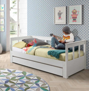 Dětská rozkládací postel se zvýšenou zádovou stěnou