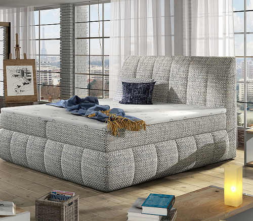 Manželská postel v moderním stylu s roštem, matrací a úložným prostorem
