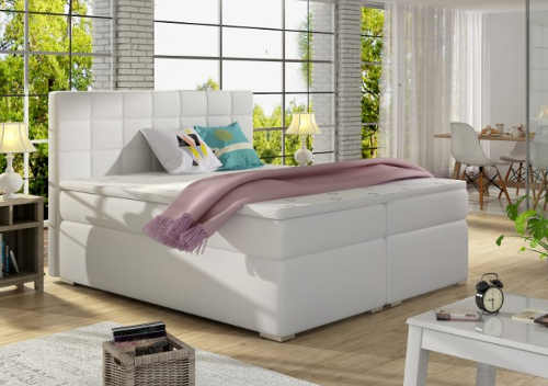 Manželská postel v minimalistickém stylu s matrací a roštem