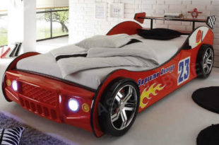 Dětská auto postel Energy 90x200 cm, červená závodnička s osvětlením