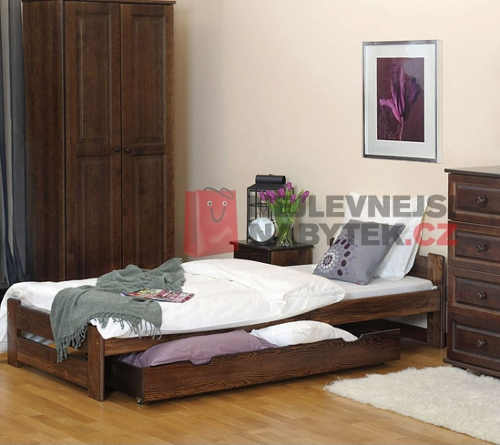 Jednolůžková postel z kvlaitního dřeva v impozantním dekoru