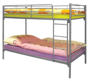 Levná kovová patrová postel s velkou nosností
