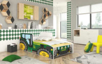 Dětská kvalitní postel s matrací v provedení traktor zelený