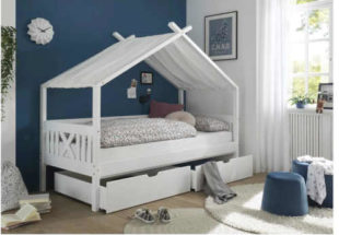 Dětská postel v univerzálním bílém provedení s nebesy