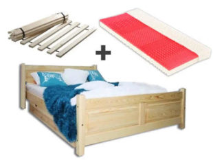 Manželská postel z masivu včetně matrace a roštu