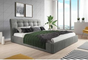 Moderní dvoulůžková čalouněná postel v nadčasovém designu
