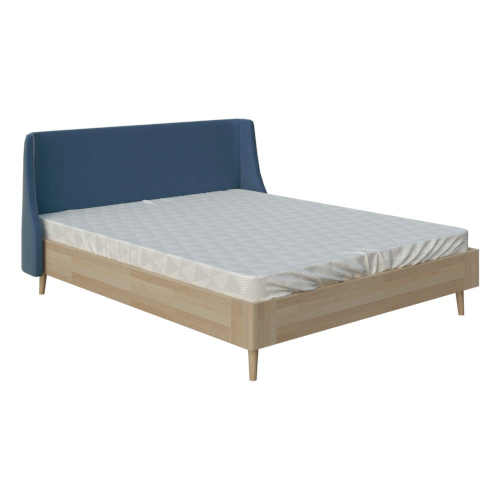 Manželská postel v působivé kombinaci dřeva a čalounění