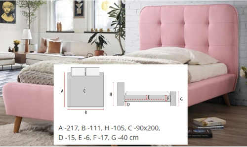 čalouněná postel Tiffany růžová