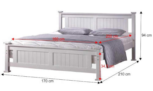 Bílá manželská postel s plochou lůžka 160 x 200 cm