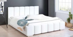 Moderní manželská čalouněná postel s úložným prostorem
