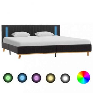 Čalouněná tmavě šedá postel v různých rozměrech s LED světlem