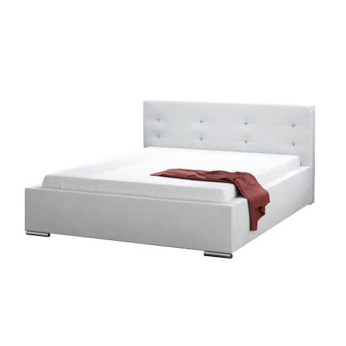 bílá čalouněná postel pro dva