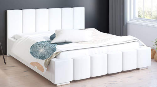 Bílá originální manželská čalouněná postel