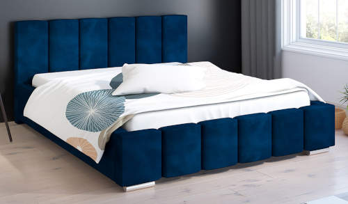 Čalouněná dvoulůžková postel tmavě modrá barva