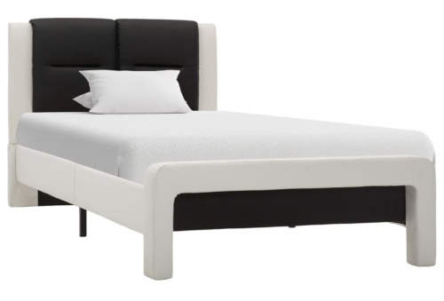 Černobílá jednolůžková postel ekokůže