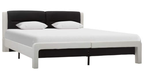 Moderní černobílá postel umělá kůže