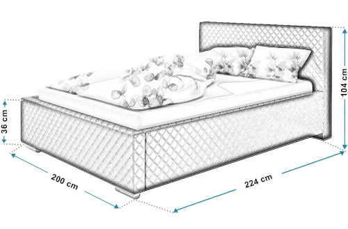 moderní dvoulůžková čalouněná postel