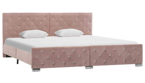 Romantická manželská postel růžový samet
