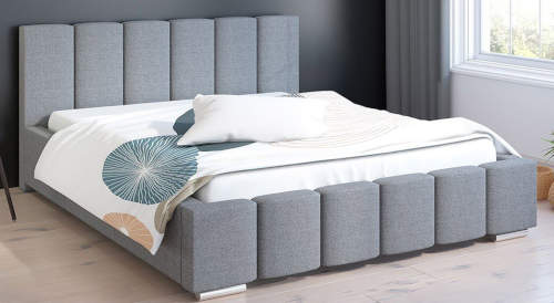 Šedá čalouněná manželská postel 140 x 200 cm
