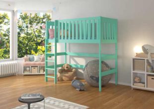 Dětská dřevěná patrová postel 90x200 cm se zábranou