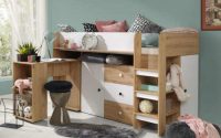 Dětská dřevěná postel SMART se stolem a skříňkami