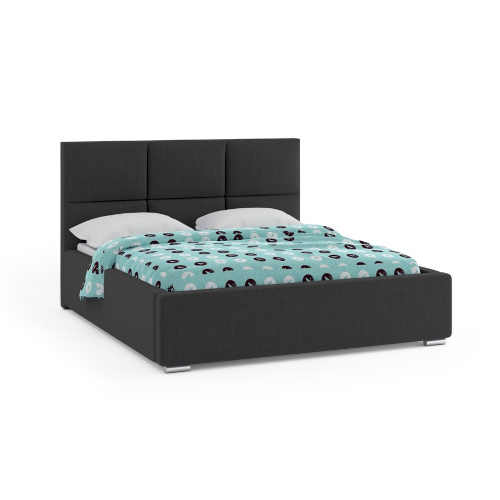 černá čalouněná manželská postel