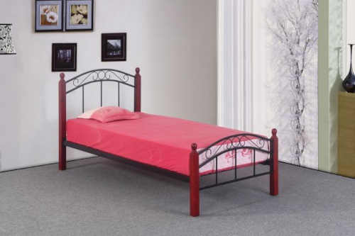 Jednolůžková postel v působivé kombinaci kovu a dřeva